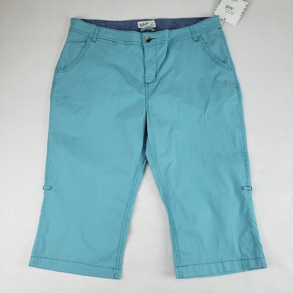 Woolrich Vista Point Eco Rich Capri Pants Teal Womens 12 Convertible Shorts - Picture 2 of 13